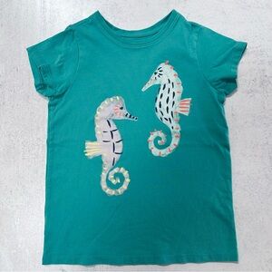 Tea Collection Girls’ Teal Seahorse T-Shirt - Sz 8